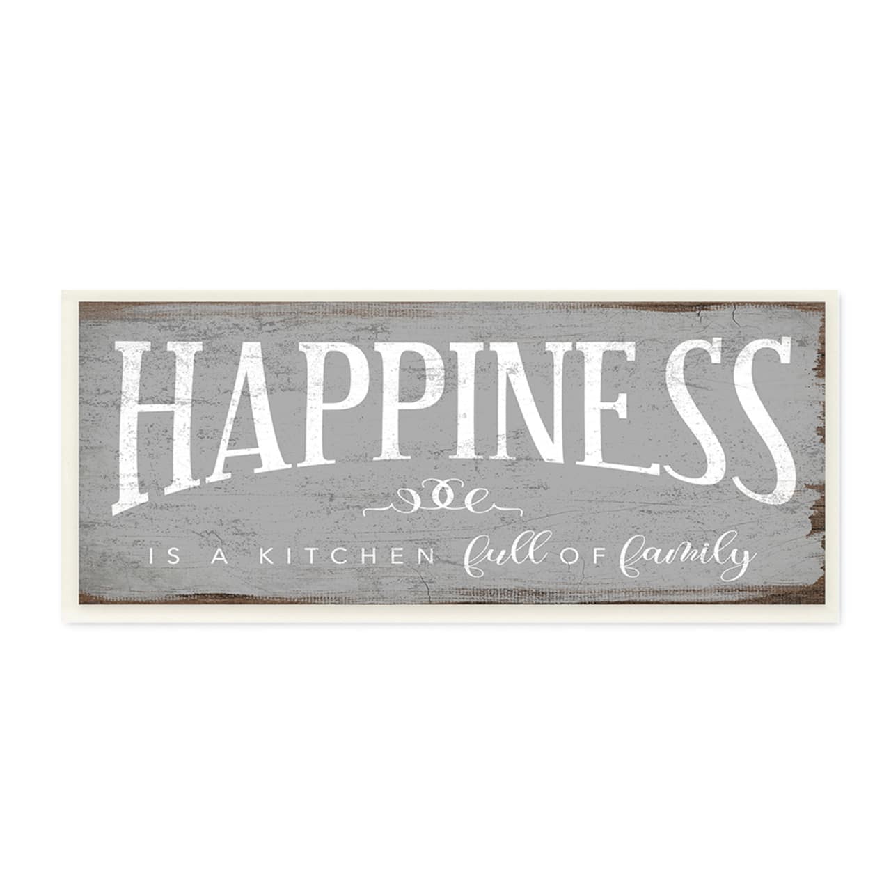 Stupell Industries Happiness is A Full Kitchen Phrase Distressed Paint Wood Wall Plaque